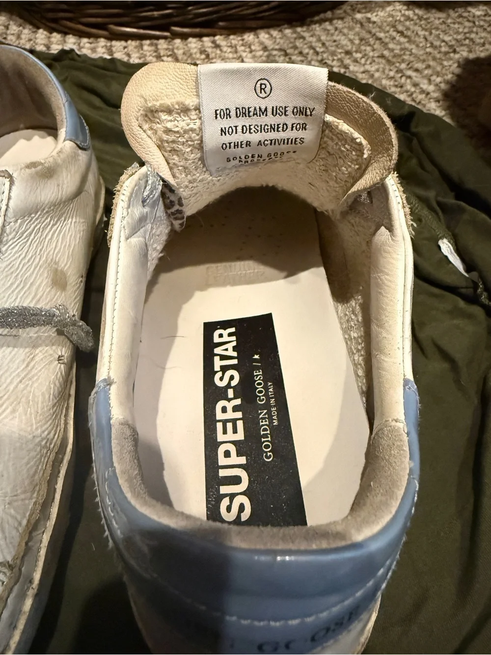 Golden Goose Super-Star Sneakers in White and Light Blue size 37